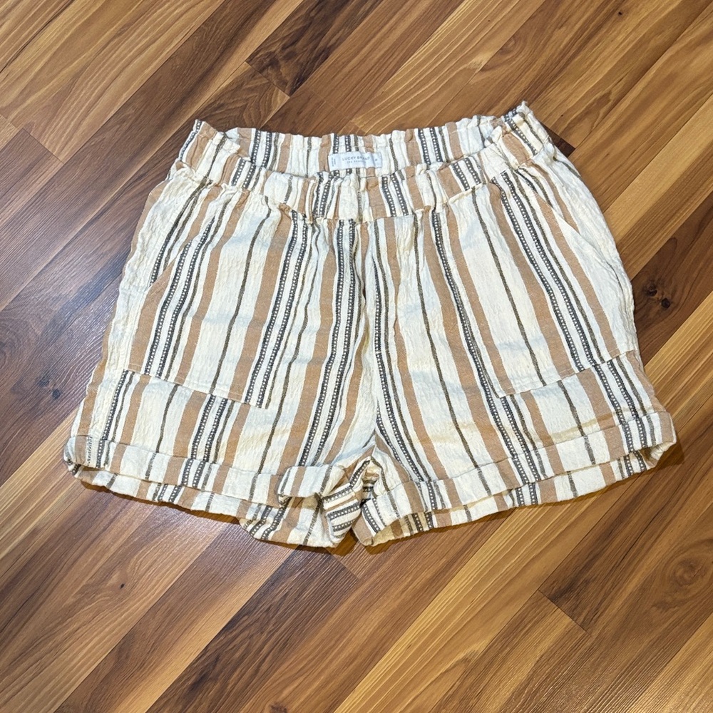 Lucky Brand Tan and White Striped Women Shorts